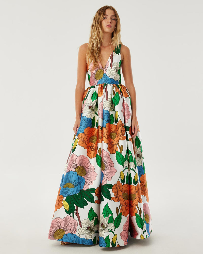 Isabella Taffeta Maxi Dress - Salento