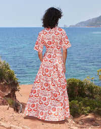 Posie Cotton Maxi Dress - Summer Sun Red