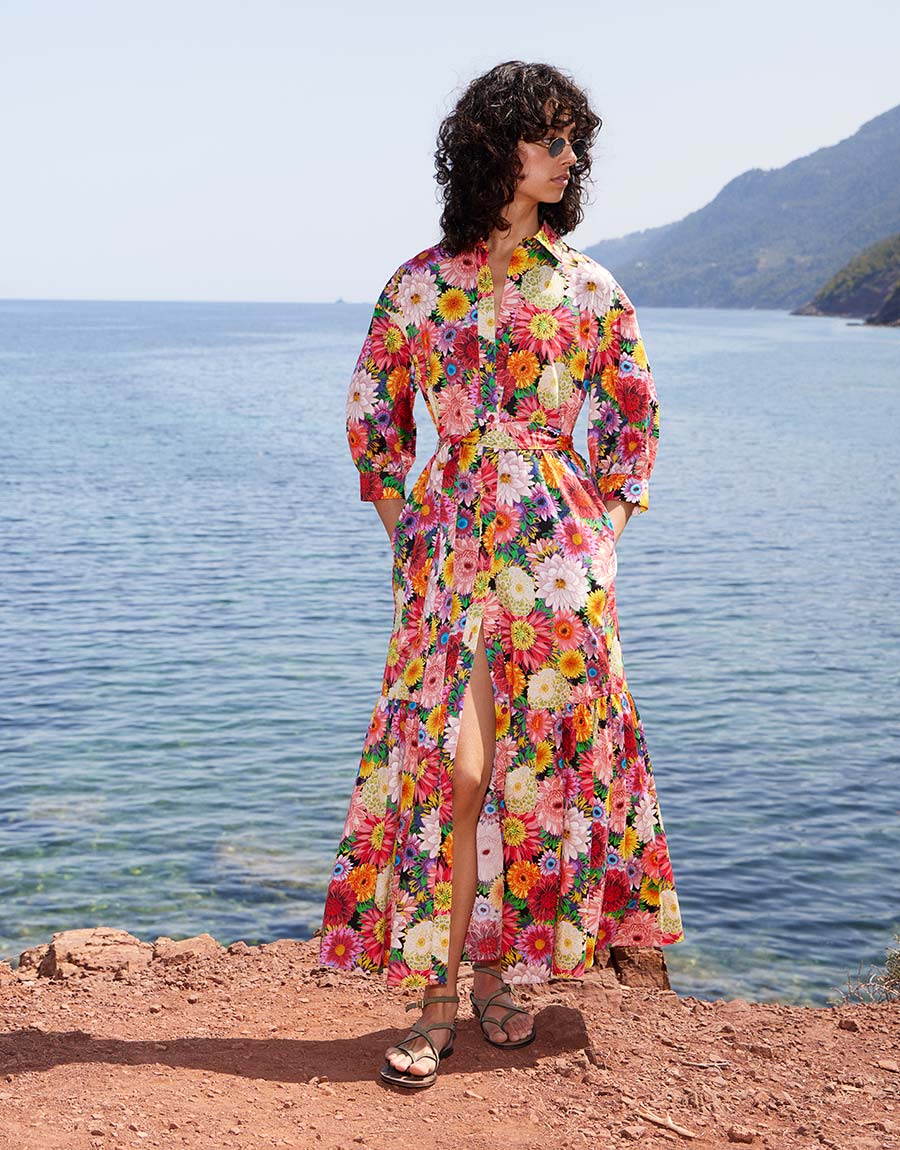 Bianca Cotton Maxi Dress - Over The Rainbow Pink