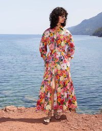 Bianca Cotton Maxi Dress - Over The Rainbow Pink