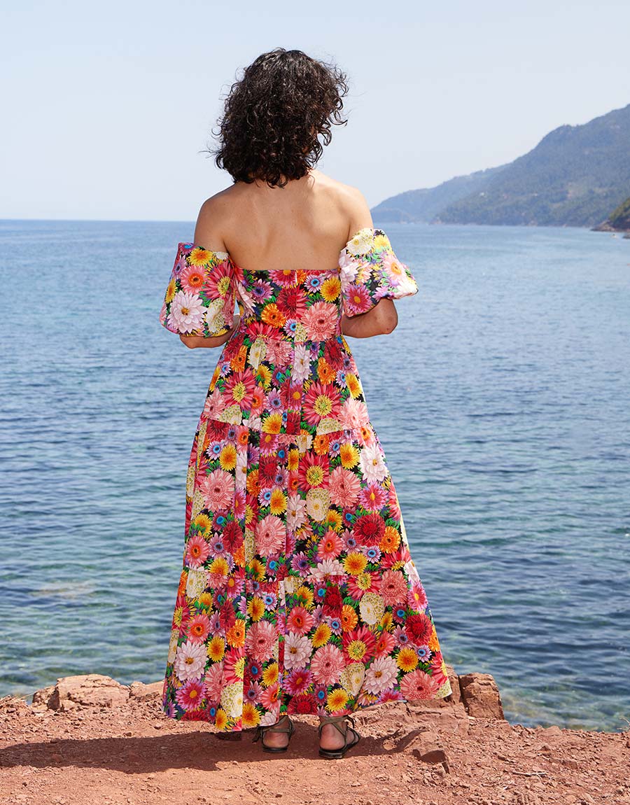 Julia Cotton Maxi Dress - Over The Rainbow Pink