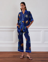 Jamie Crepe Trouser - Magical Blossom Navy