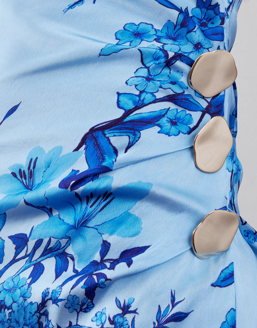 Atlantis Crepe Maxi Dress - Cherry Blossom Blue