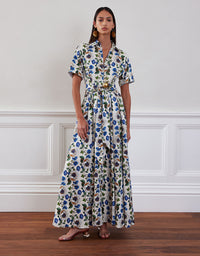 Posie Cotton Maxi Dress - Off White Vine Flower