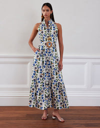 Biba Cotton Maxi Dress - Off White Vine Flower