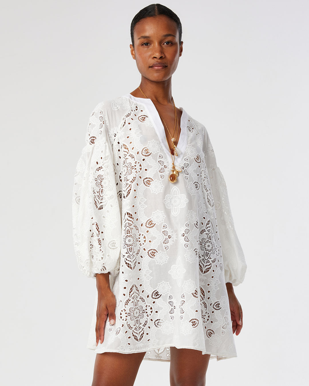 Harlow Lace Mini Dress - White