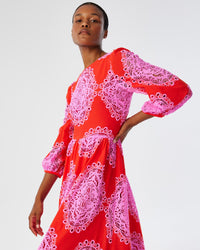 Constance Lace Midi Dress - Red
