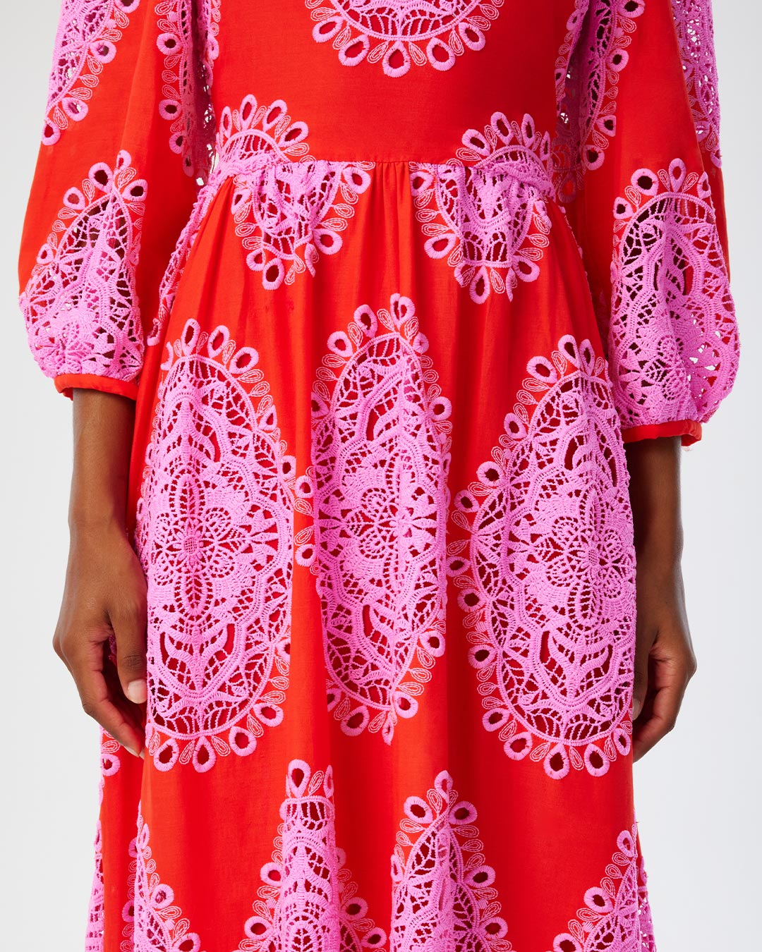 Constance Lace Midi Dress - Red